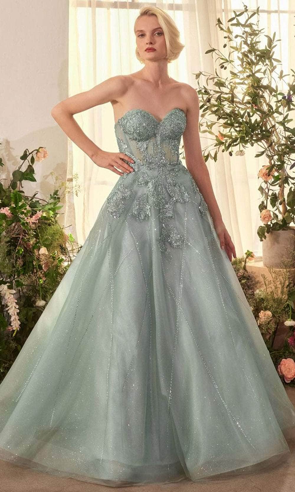 Andrea and Leo A1387 - Beaded Applique Sweetheart Evening Gown