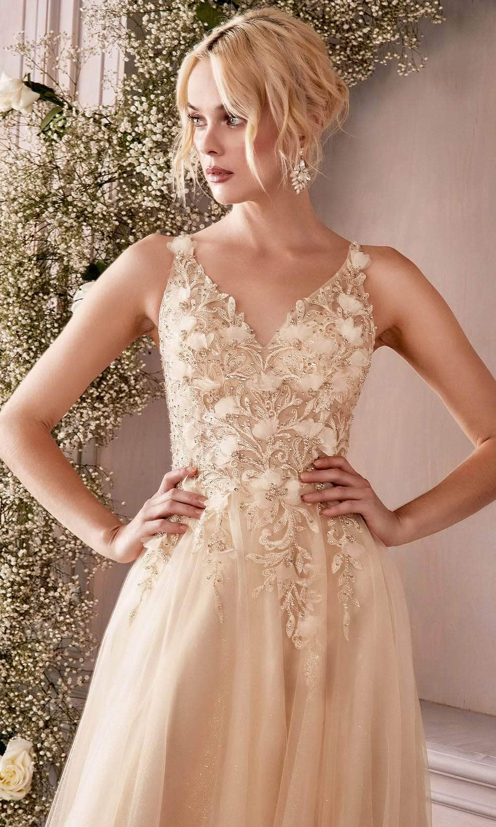 Ladivine CD0181 - Floral Applique Prom Dress