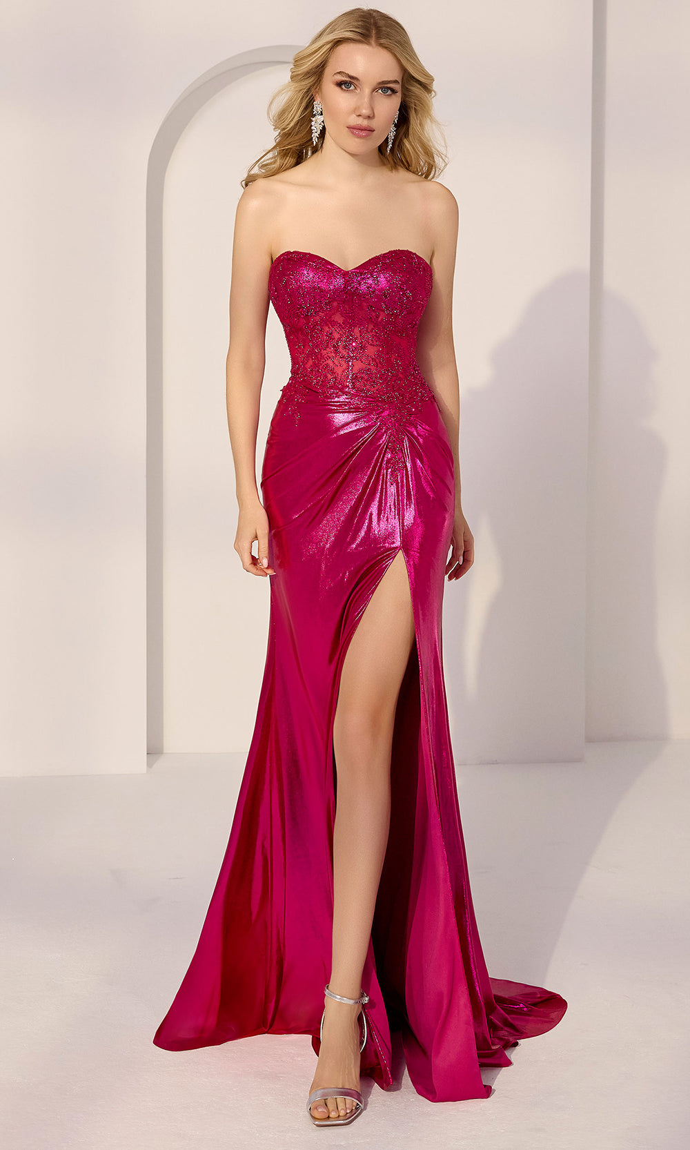 Mori Lee 49254 - Rhinestone Floral Sweetheart Jersey Gown