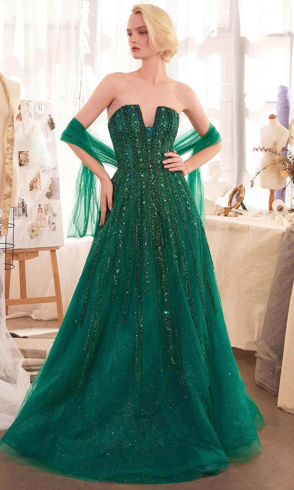 Andrea and Leo A1369 - A-Line Skirt Beaded Tulle Prom Gown