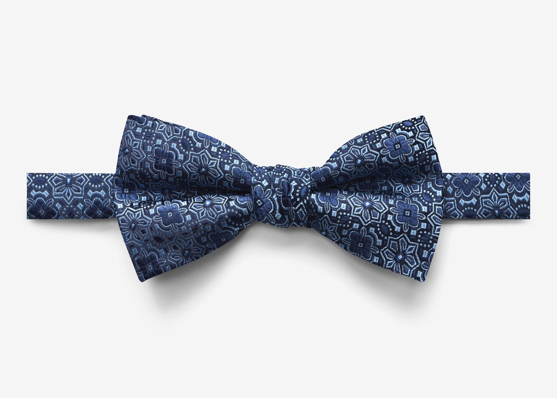 Navy Diamond Floral Bow Tie