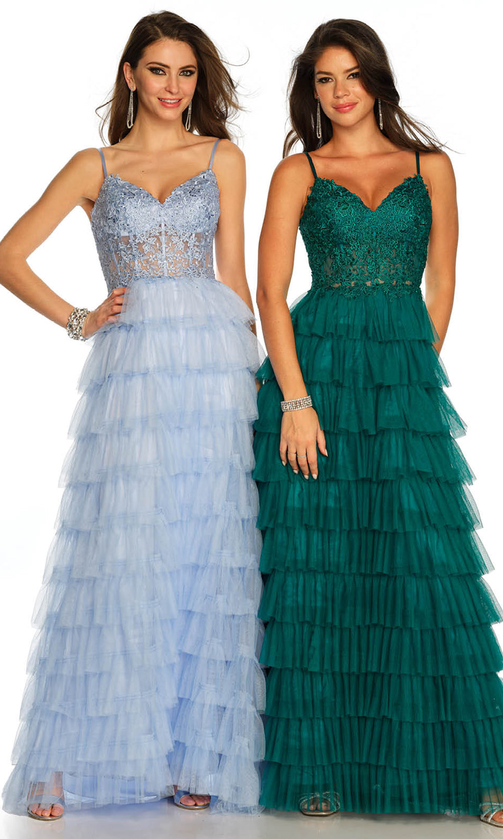 Dave & Johnny 11148 - Tiered A-Line Dress with Cutout Back