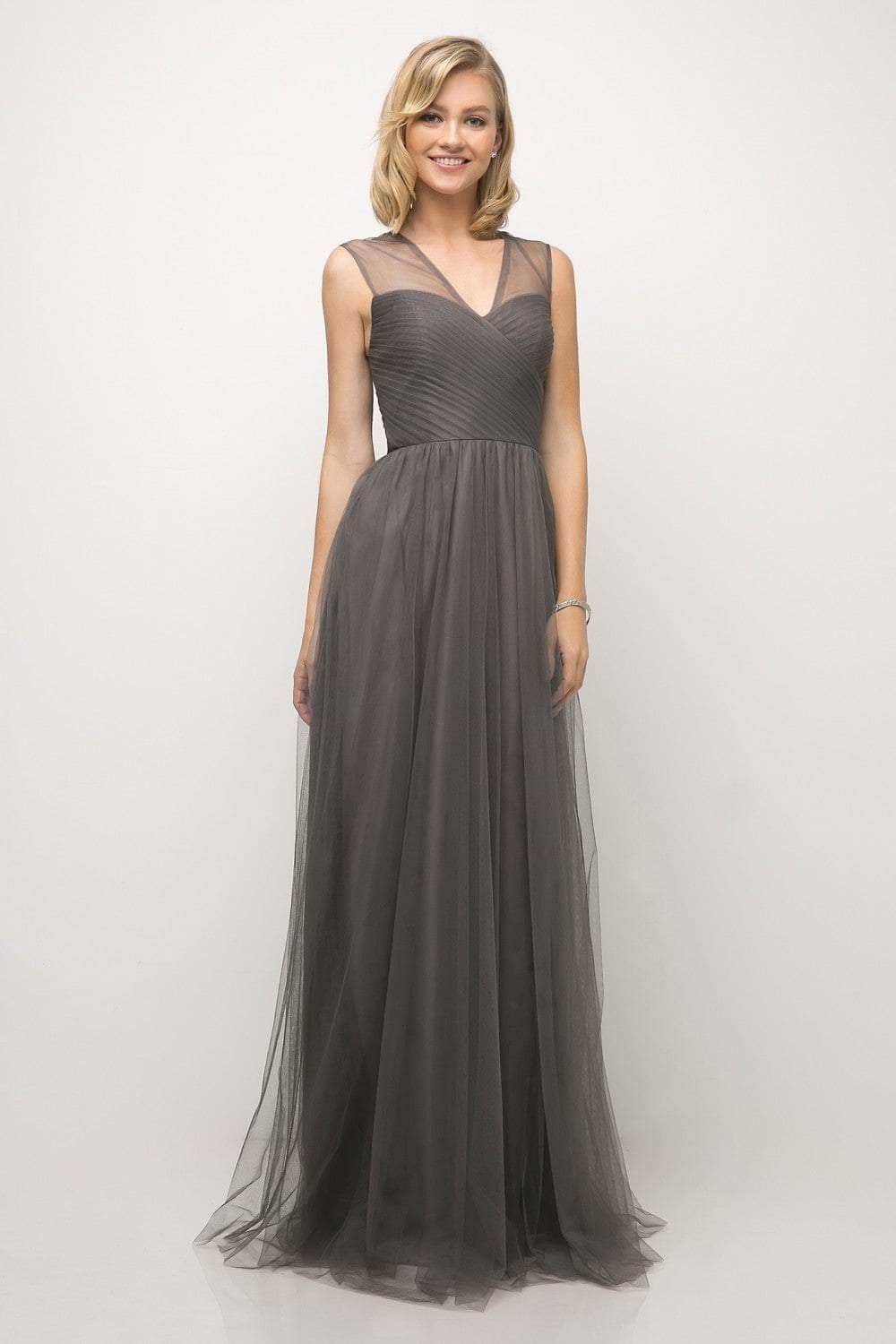 Cinderella Divine - ET320 Sleeveless Pleated Top Tulle A Line Gown