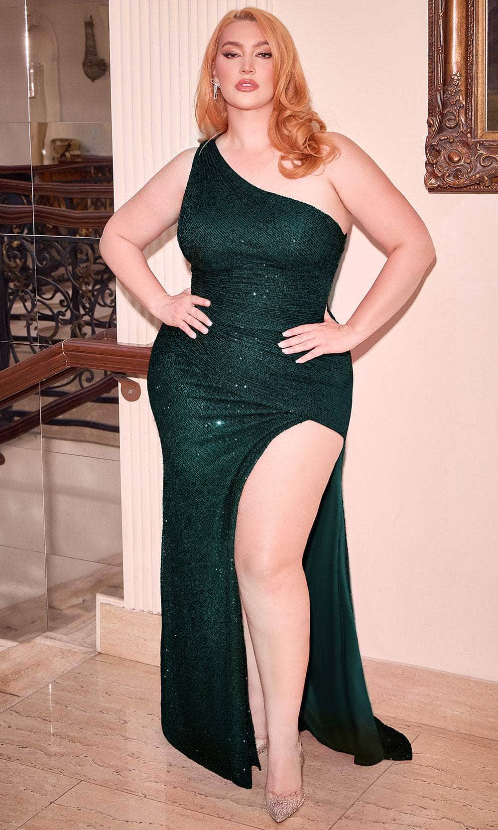 Ladivine CH077C - Sequin One-Shoulder Prom Gown