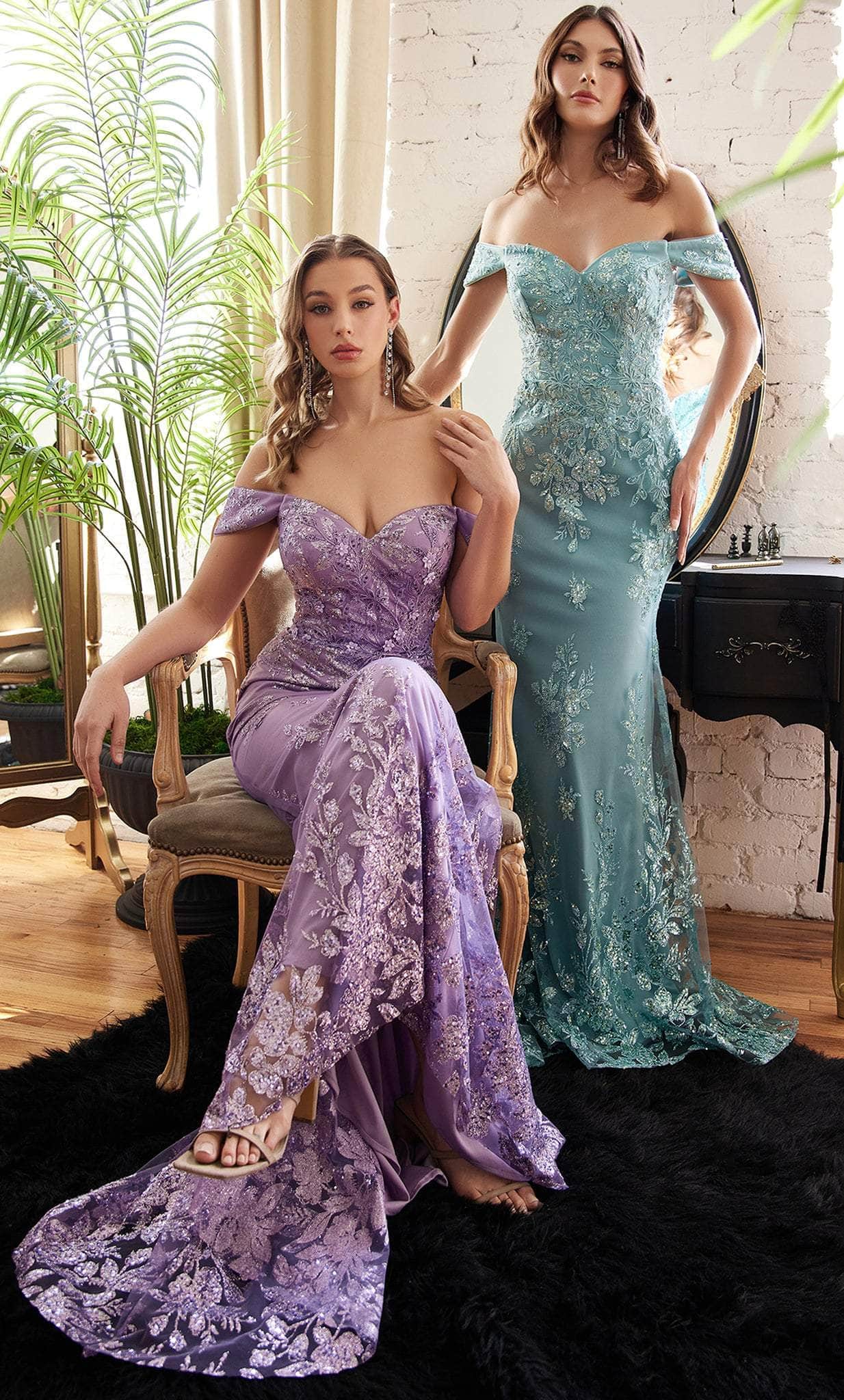 Cinderella Divine OC014 - Beaded Off-Shoulder Gown for Evening