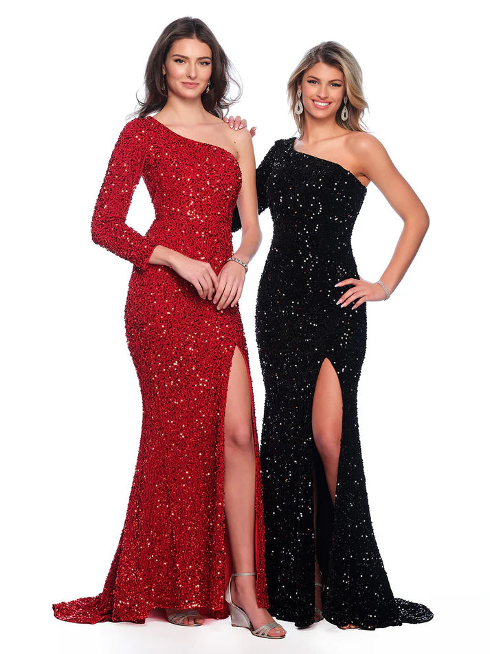Dave & Johnny 10892 - One Long Sleeve Sequin Prom Dress