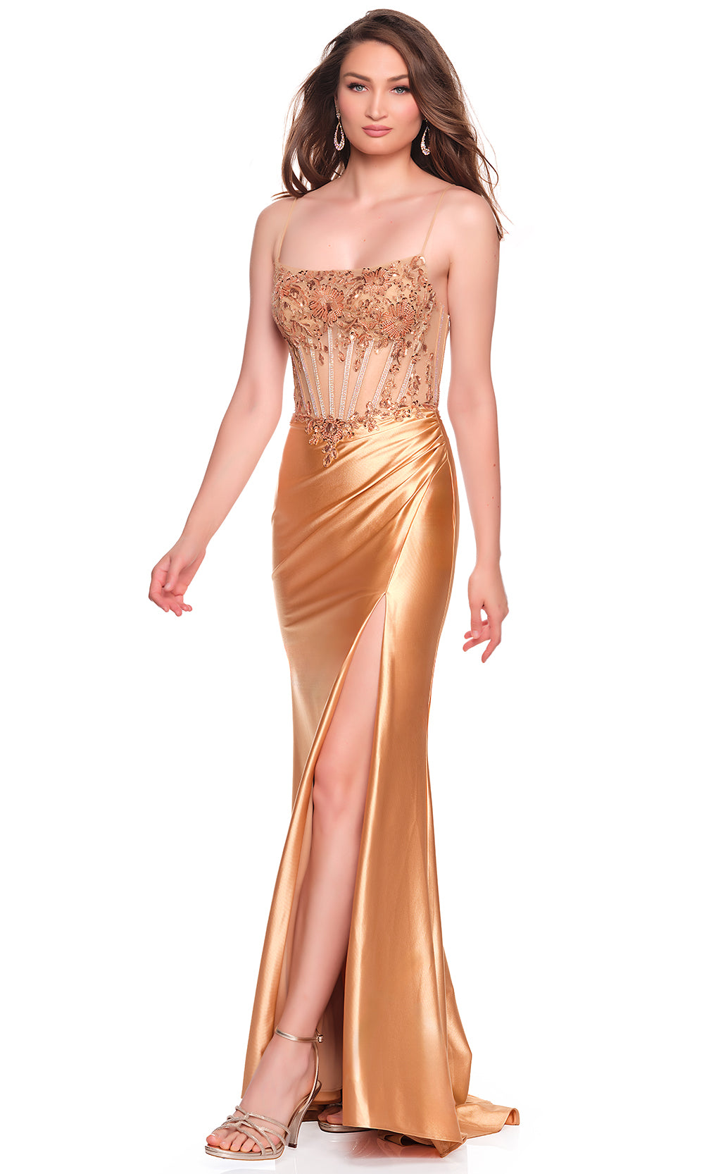 Dave & Johnny 12239 - Beaded Corset Scoop Fitted Dress