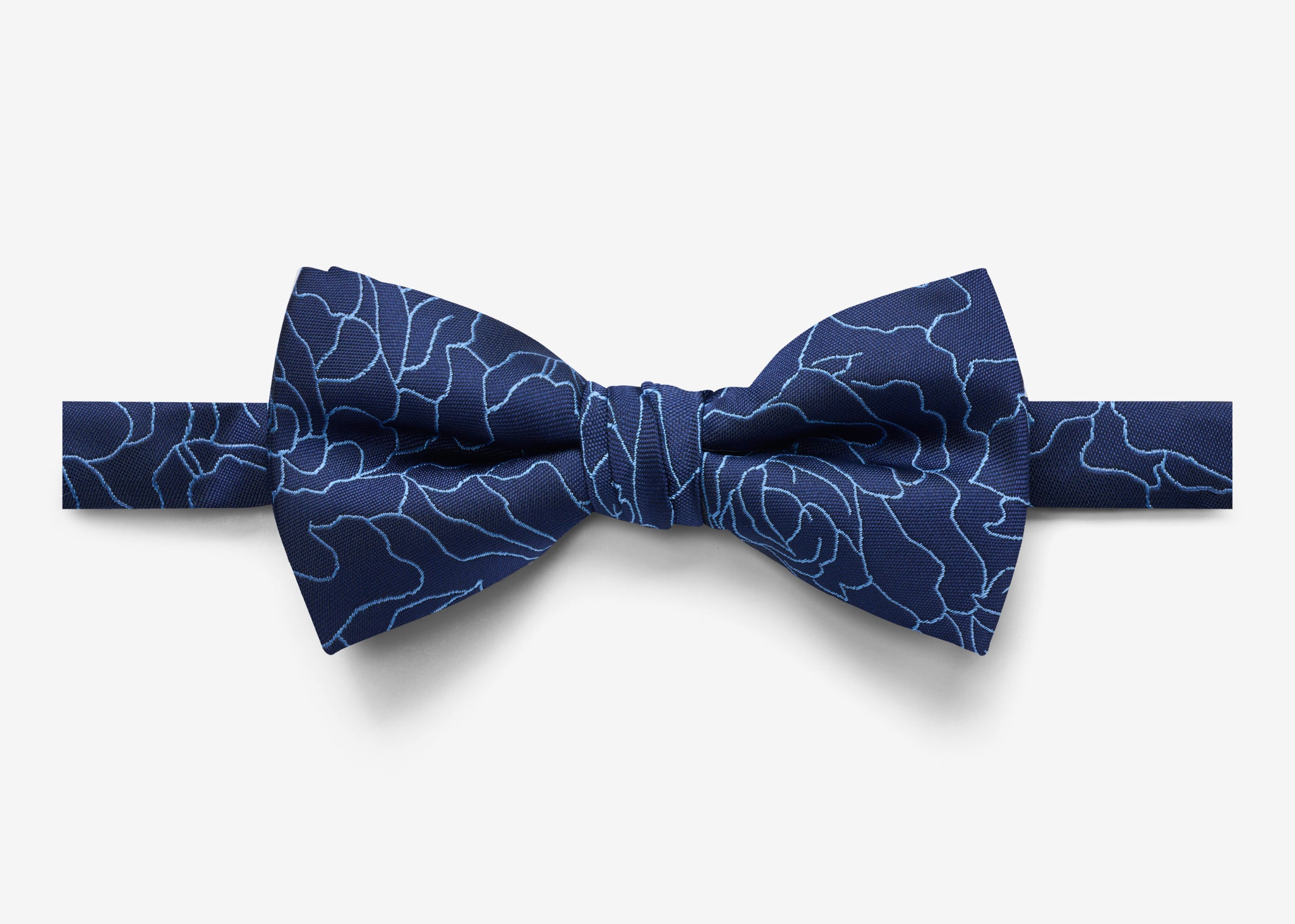 Navy Wavy Floral Bow Tie