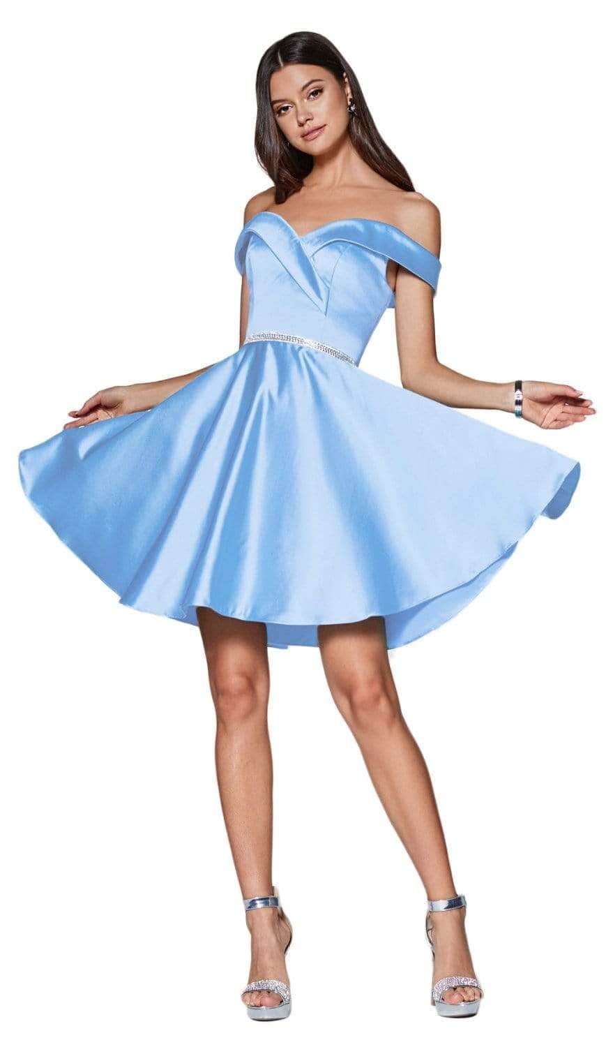 Ladivine CD0140 - Satin Off Shoulder A-Line Dress