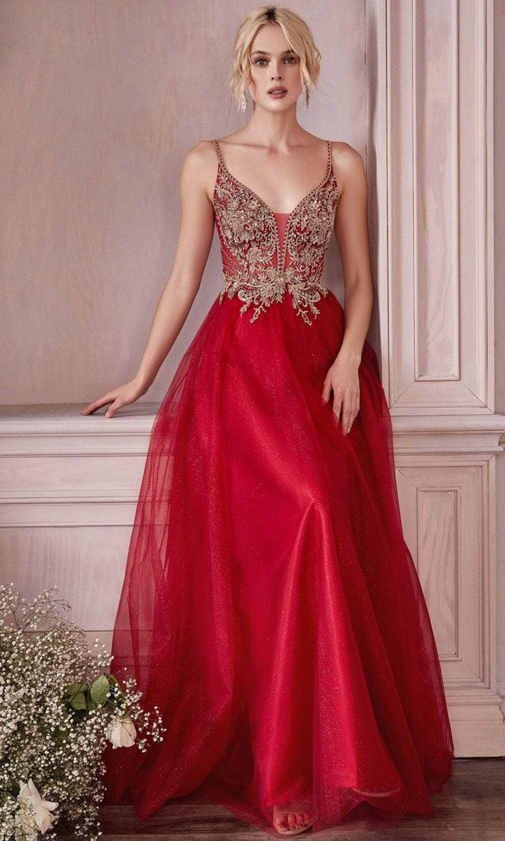Cinderella Divine CD0195 - Embellished Lace Tulle Prom Dress