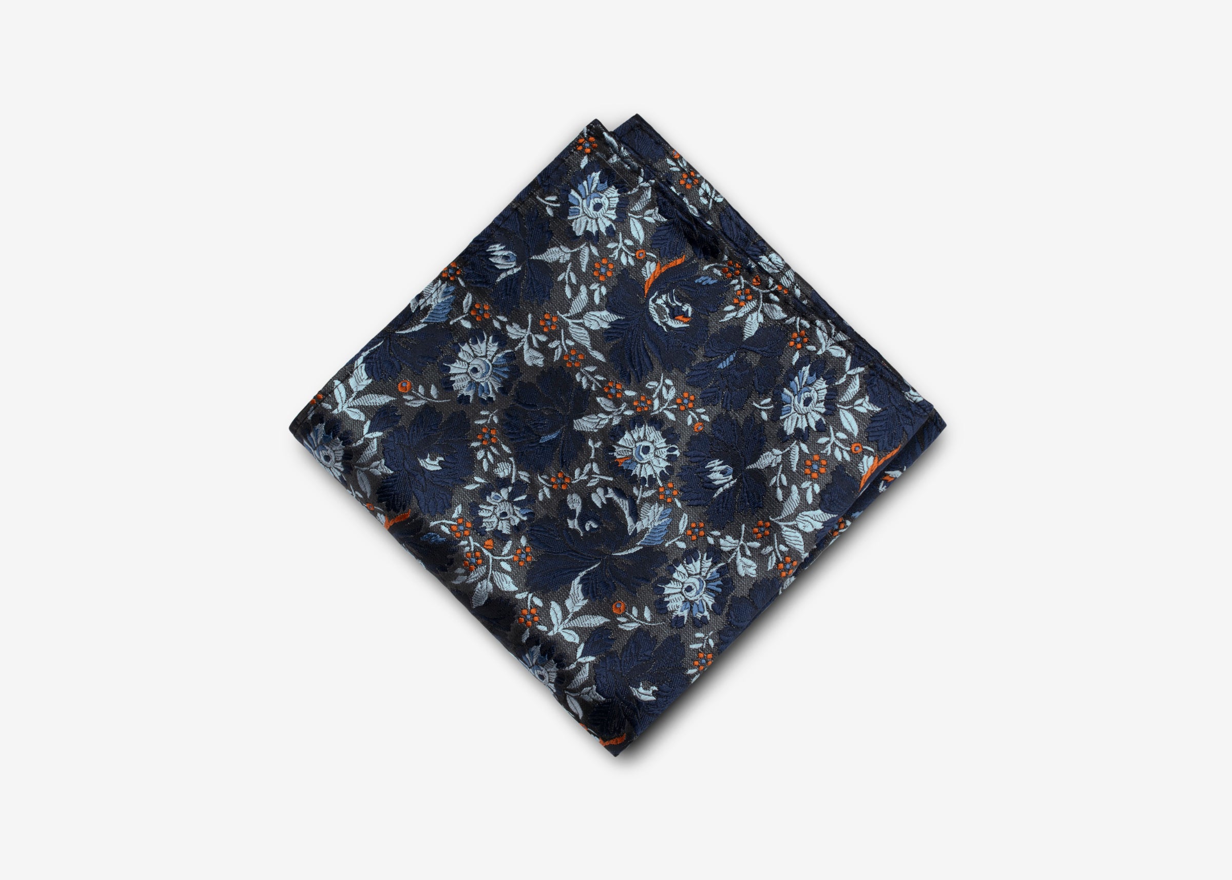 Blue Gray Floral Pocket Square